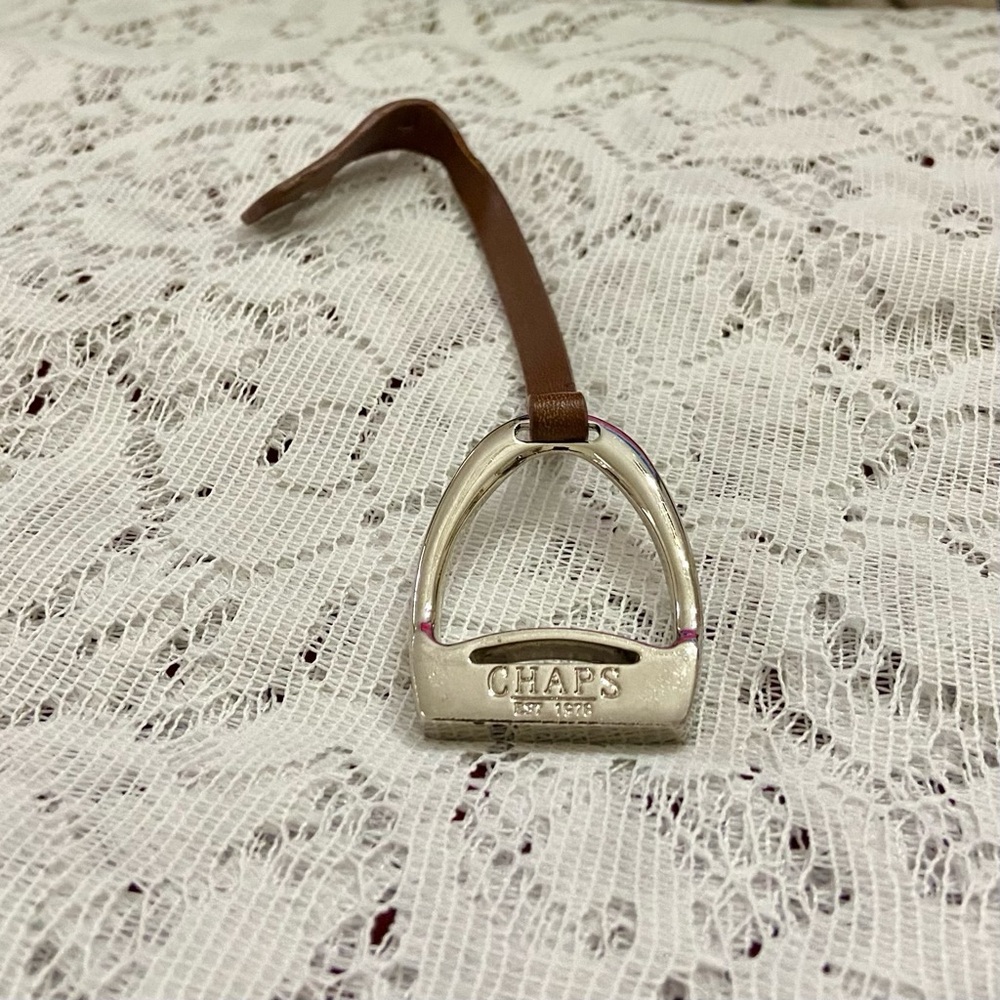 Chaps Brown Leather  2-way Handbag Charm-Key Chain